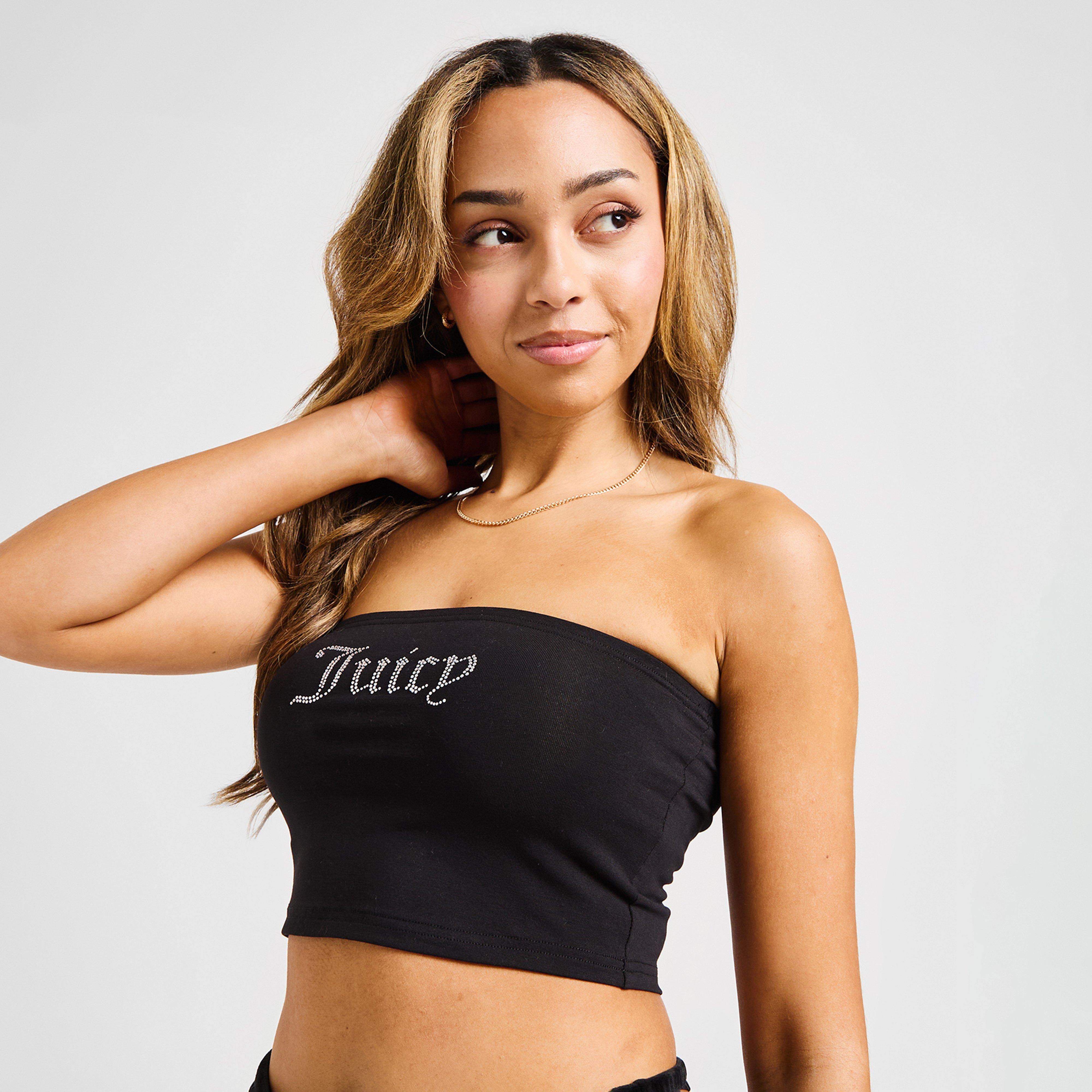 Moteriški marškinėliai be rankovių JUICY COUTURE DMNT LOGO BANDEAU BLK