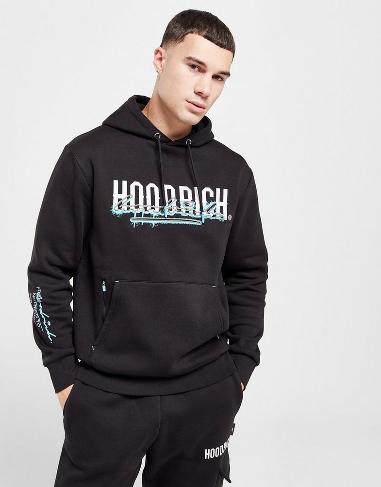 Férfi pulóverek HOODRICH PULÓVER KAPUCNIS SPLATTER HD BLK