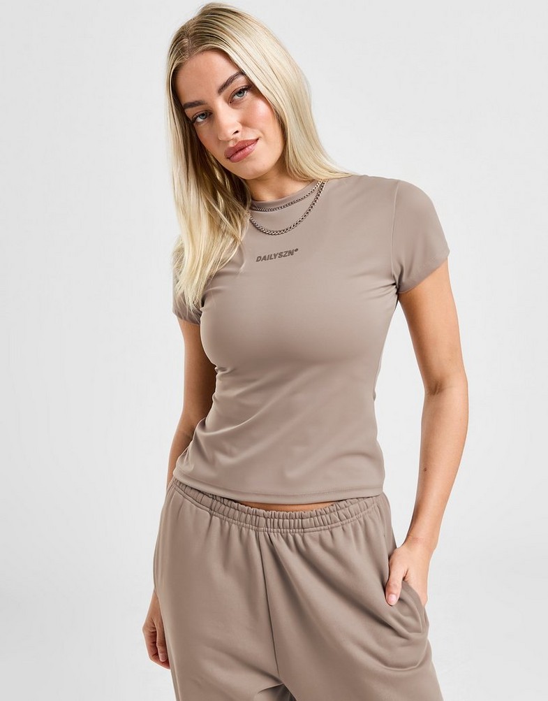 Koszulka, t-shirt damski DAILY SZN T-SHIRT DAILY SLIM T BRN DSNTW10001204 Brązowy