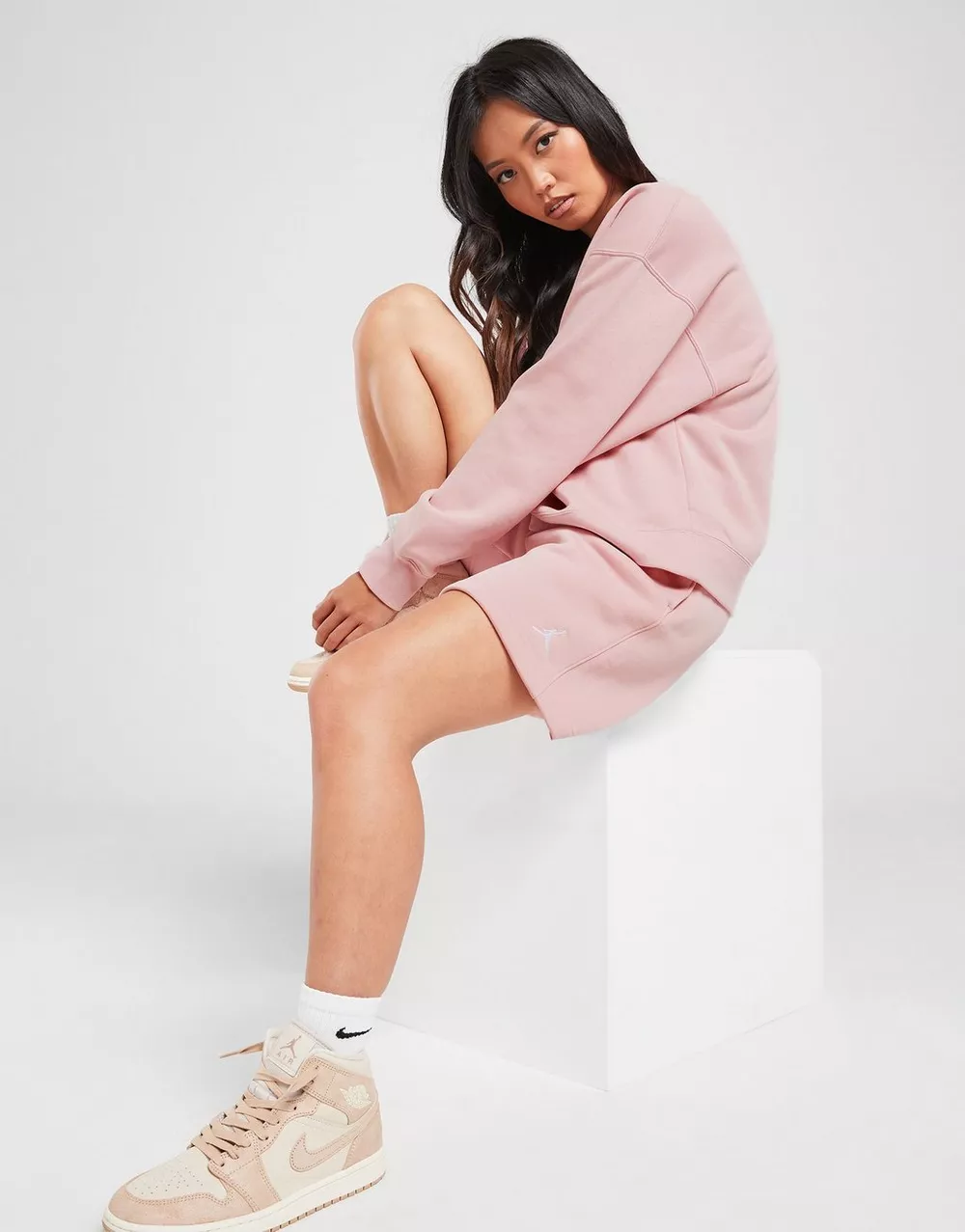 Jordan ШОРТИ W JORDAN BRKLN FLC SHORT 2 PINK GLAZE/WHITE, фото 1 з 5