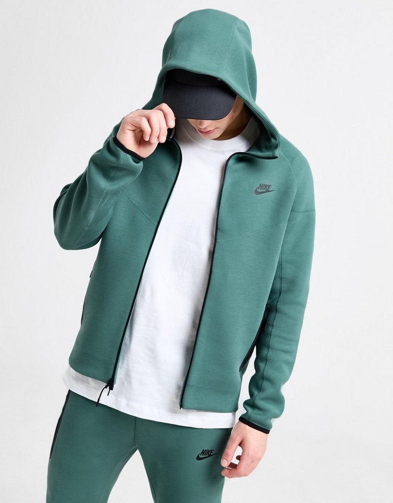 Bluza męska NIKE BLUZA ROZPINANA Z KAPTUREM TECH FLEECE FB7921-361 Zielony