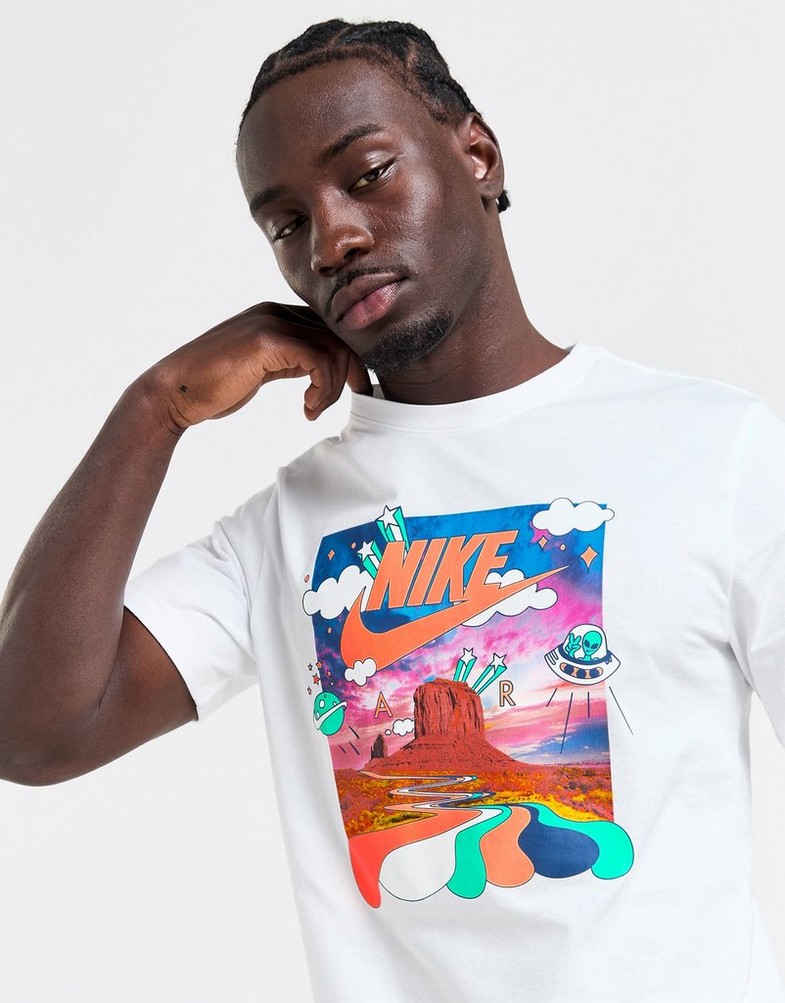 Koszulka, t-shirt męski NIKE T-SHIRT AIR SPACE TEE WHT TEE HJ5468-100 Biały