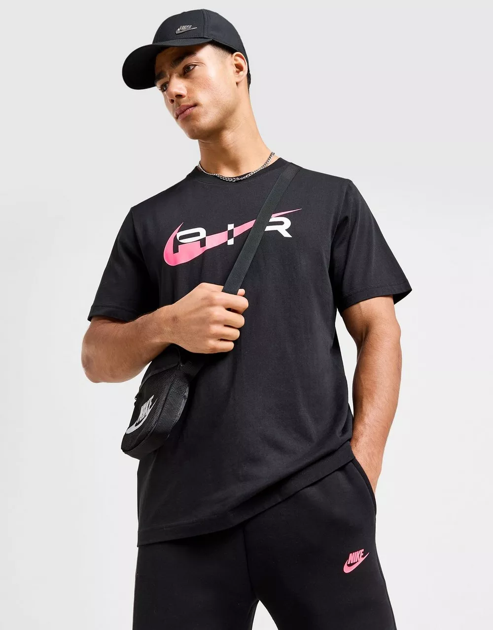 NIKE ФУТБОЛКА SWOOSH TEE BLK/PINK TEE, фото 1 з 6