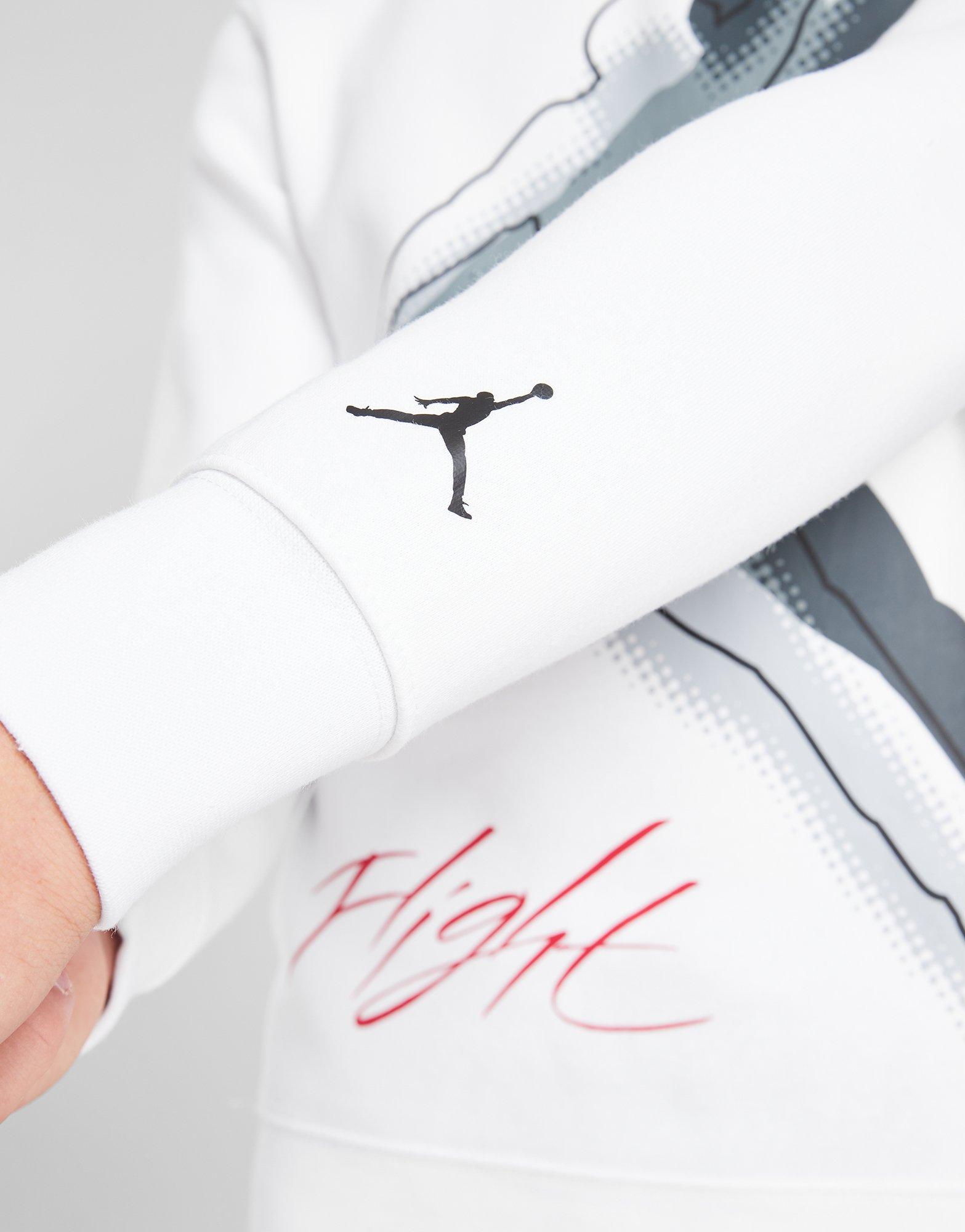 Detská mikina JORDAN MIKINA S KAPUCÍ FLIGHT OUTLINE OH WHT/RD B 95D437-001 Bílá