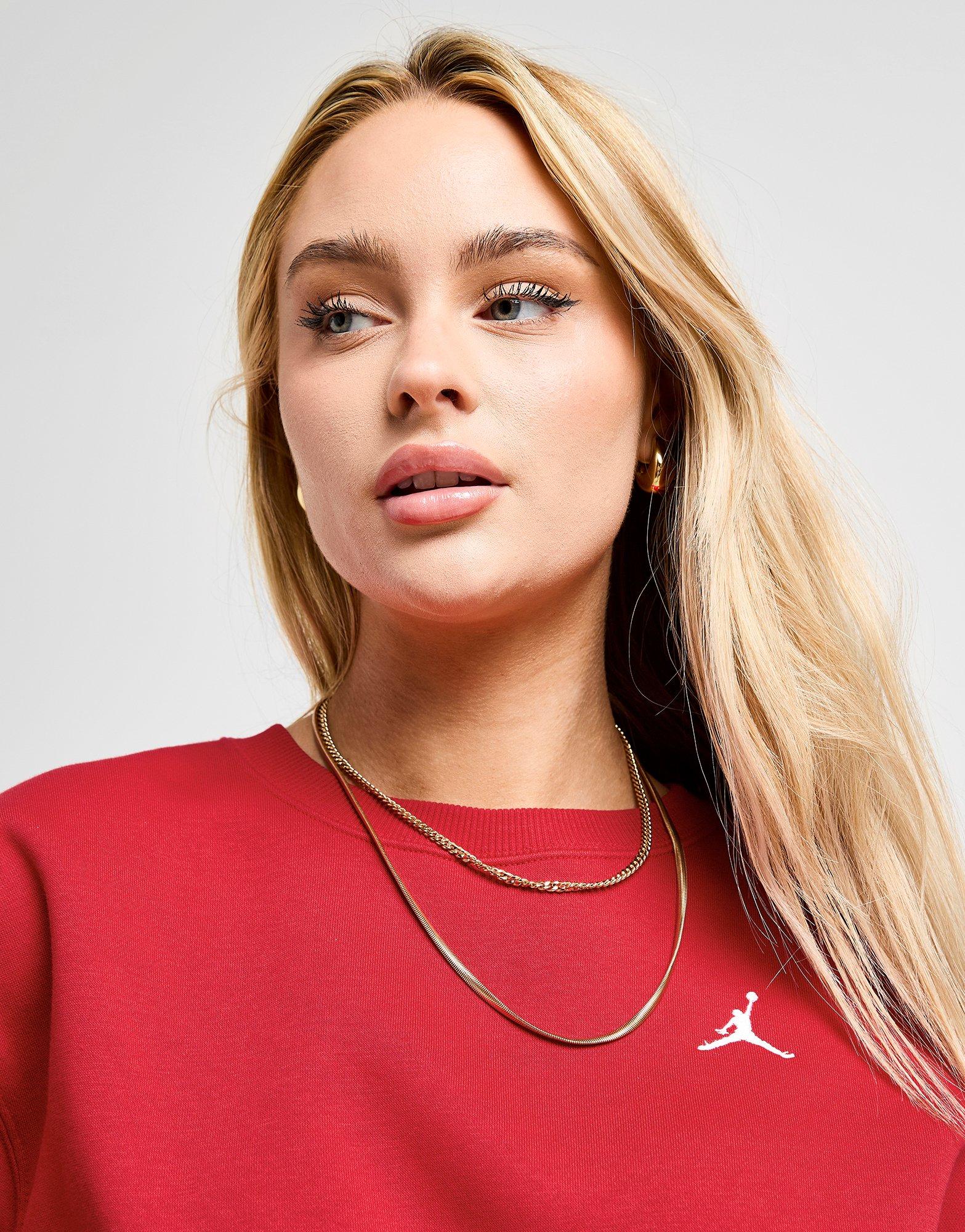 Női pulóver PULÓVER W JORDAN BRKLN FLC CREW 24 FV7074-687 Piros