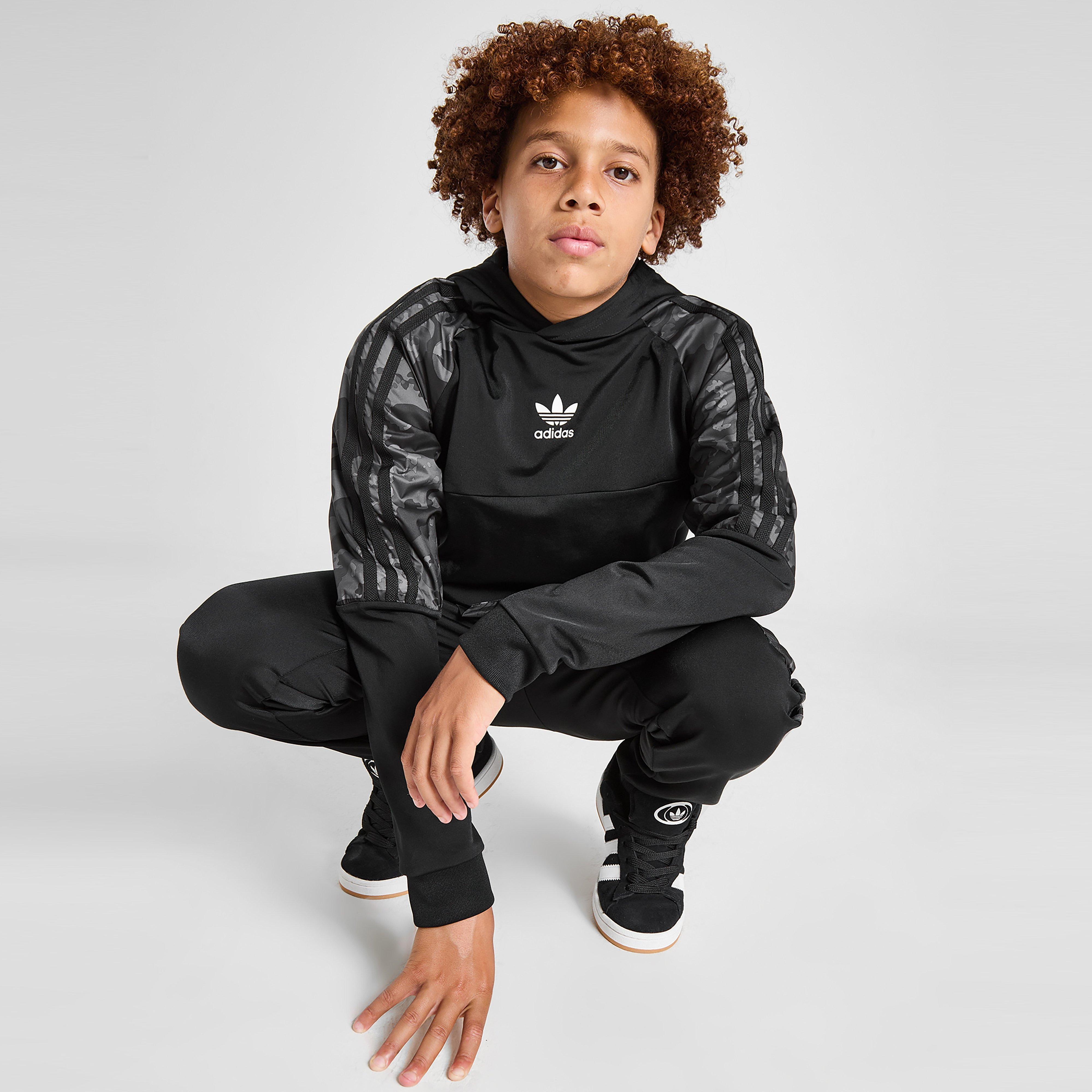 Hanorac pentru copii ADIDAS BLUZĂ CU GLUGĂ CAMO CB MIX OH BLK B