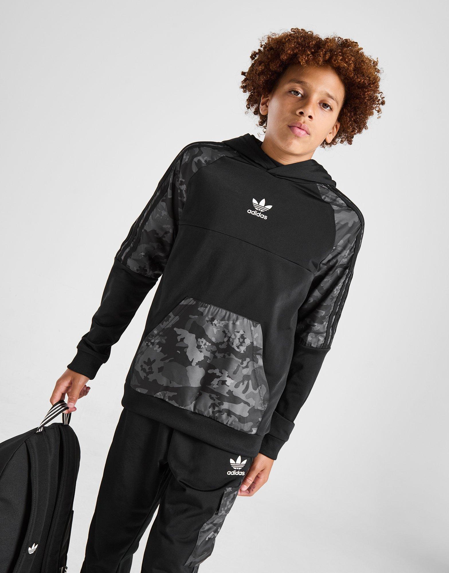 Detská mikina ADIDAS MIKINA S KAPUCŇOU CAMO CB MIX OH BLK B JG6097 Čierna