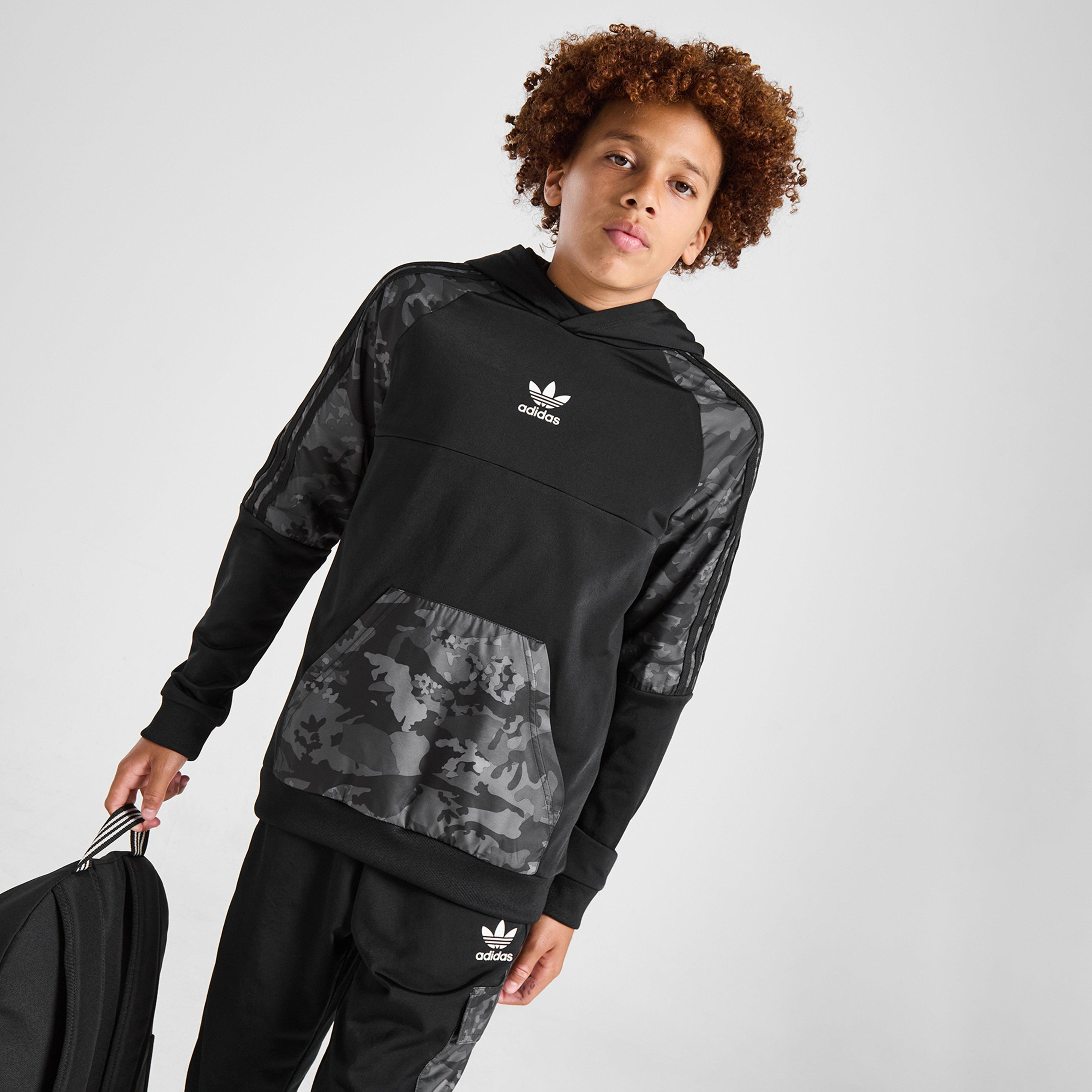 Hanorac pentru copii ADIDAS BLUZĂ CU GLUGĂ CAMO CB MIX OH BLK B