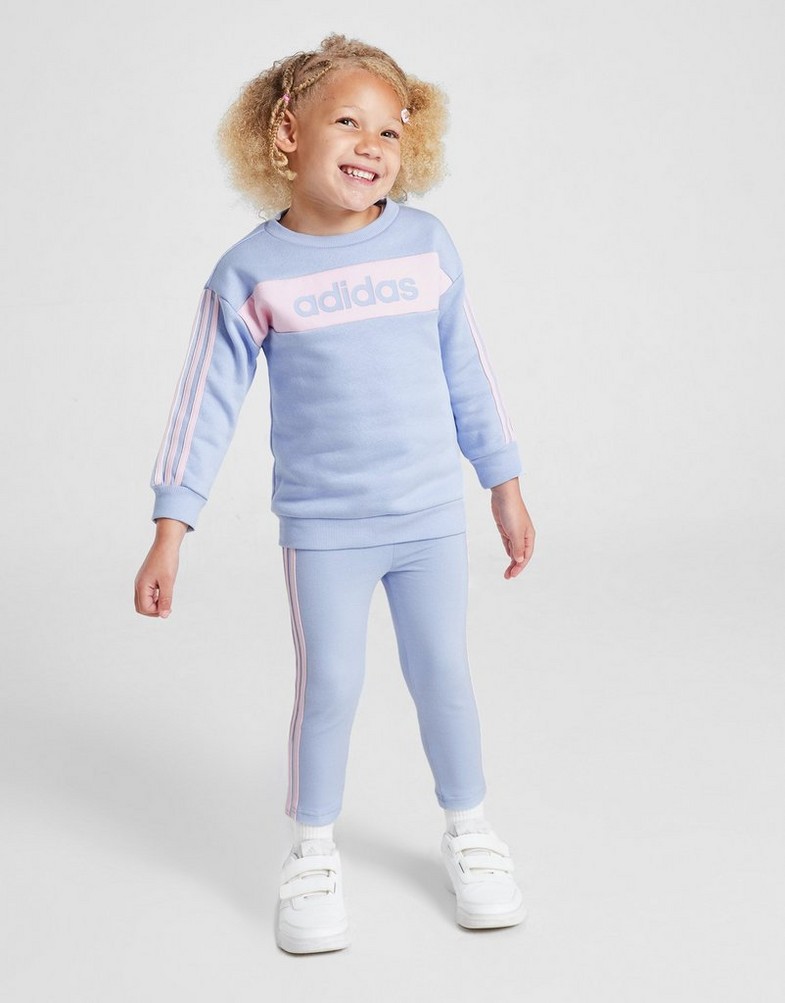 Komplet dresowy dziecięcy ADIDAS KOMPLET (G) LIN C/B CRWST BLU/PNK G JI6777 Niebieski
