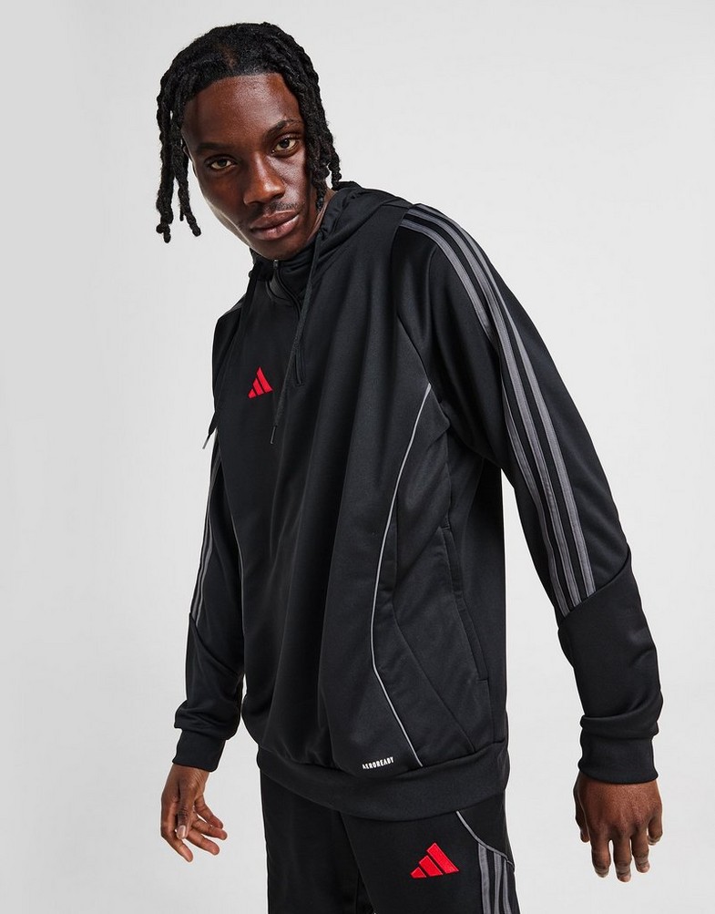 Bluză pentru bărbați ADIDAS BLUZĂ CU GLUGĂ TIRO HZ HD BLK/RED JI8909 Negru