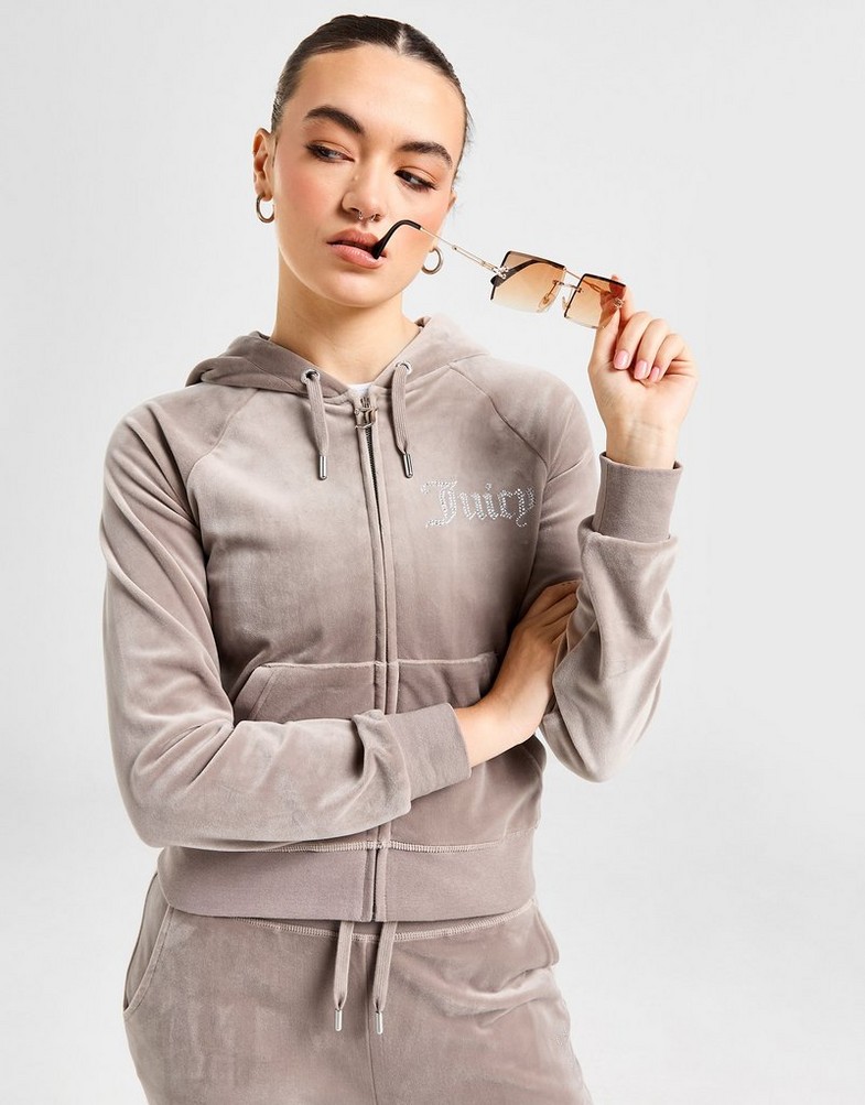 Жіночі кофти JUICY COUTURE КОФТА НА БЛИСКАВЦІ   З КАПЮШОНОМ DMNT HOOD JCJDW298116 Бежевий