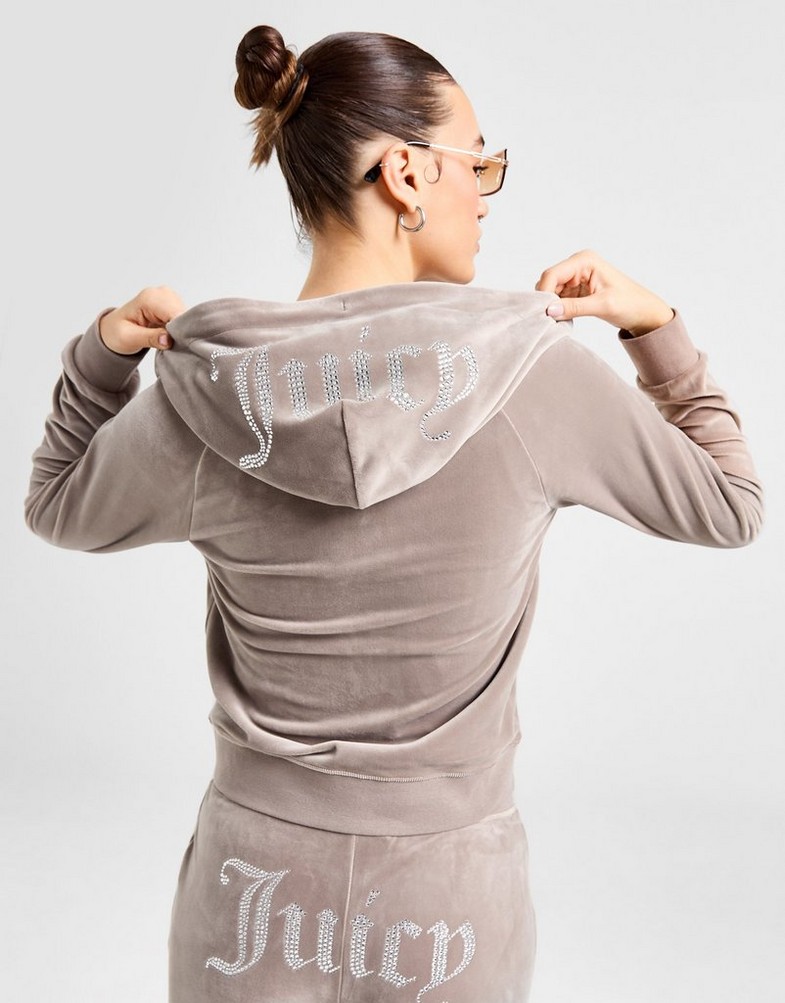 Жіночі кофти JUICY COUTURE КОФТА НА БЛИСКАВЦІ   З КАПЮШОНОМ DMNT HOOD JCJDW298116 Бежевий