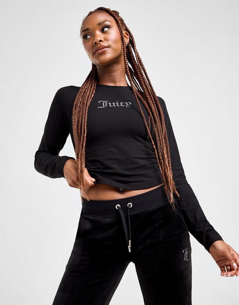 Női top JUICY COUTURE TOP DMNT SLIM LS T BLK JCJDW336101 Fekete