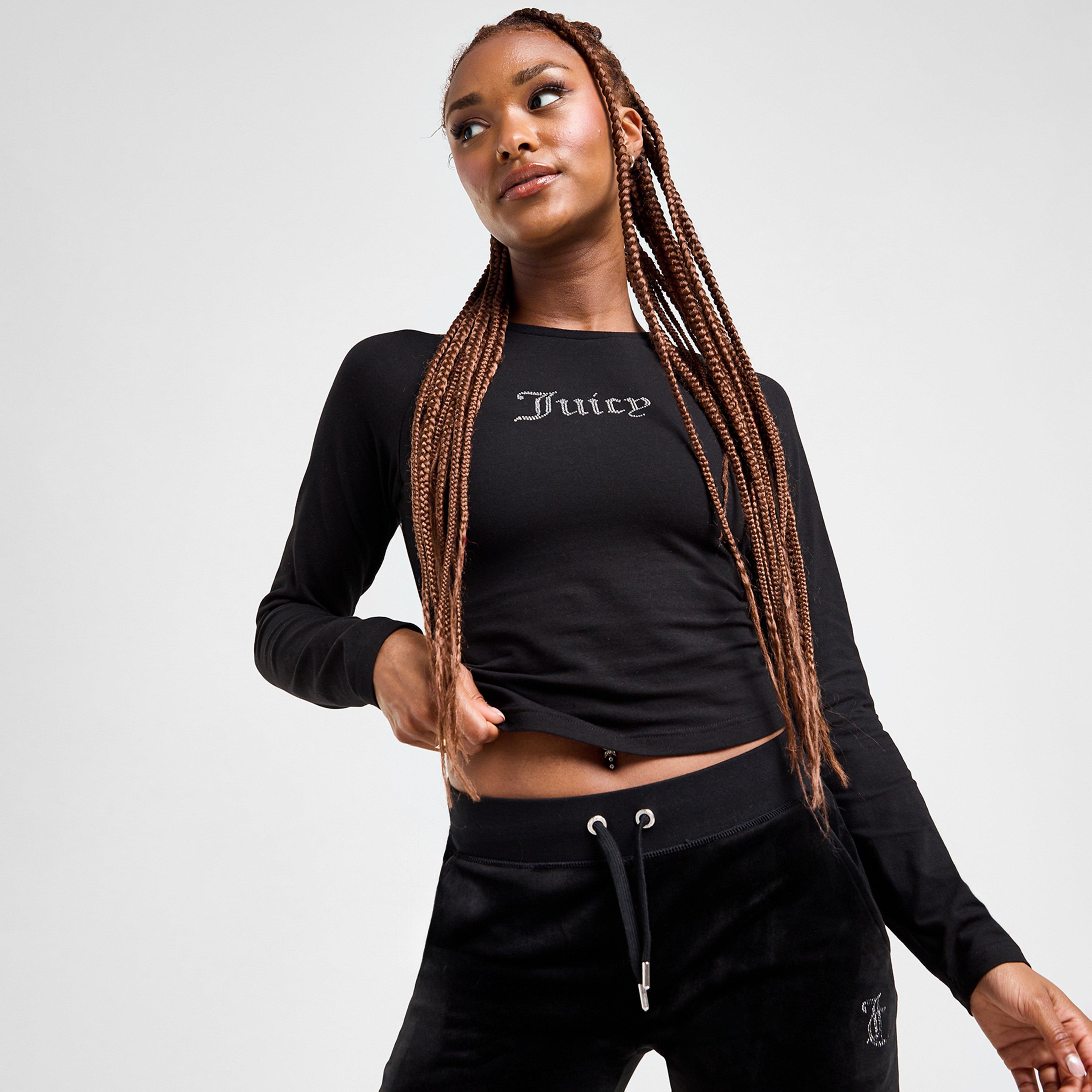 Top pentru femei JUICY COUTURE TOP DMNT SLIM LS T BLK