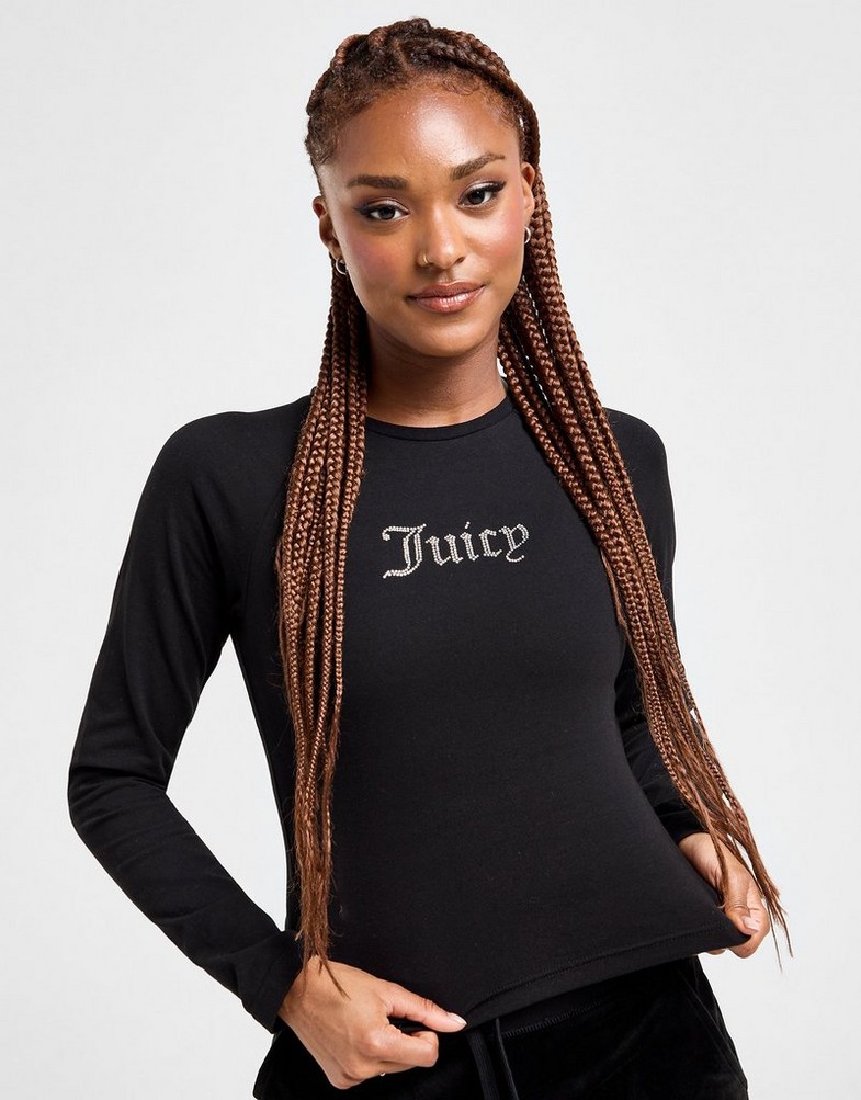 Női top JUICY COUTURE TOP DMNT SLIM LS T BLK