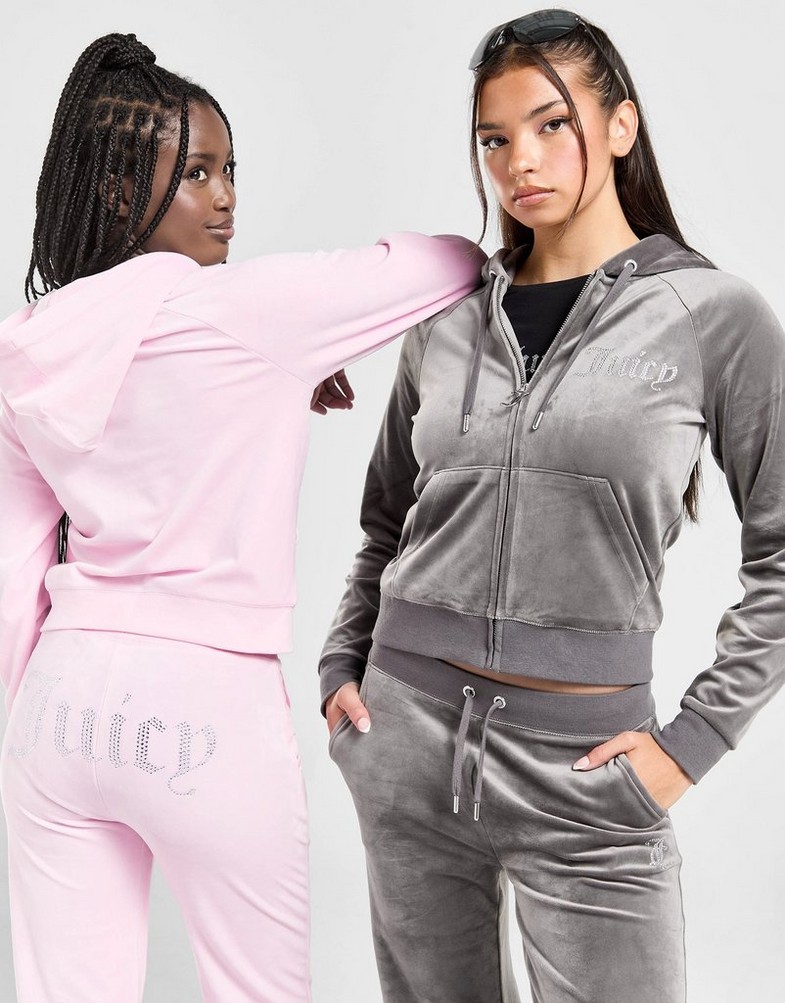 Жіночі кофти JUICY COUTURE КОФТА НА БЛИСКАВЦІ   З КАПЮШОНОМ DMNT HD JCJDW298617 Сірий