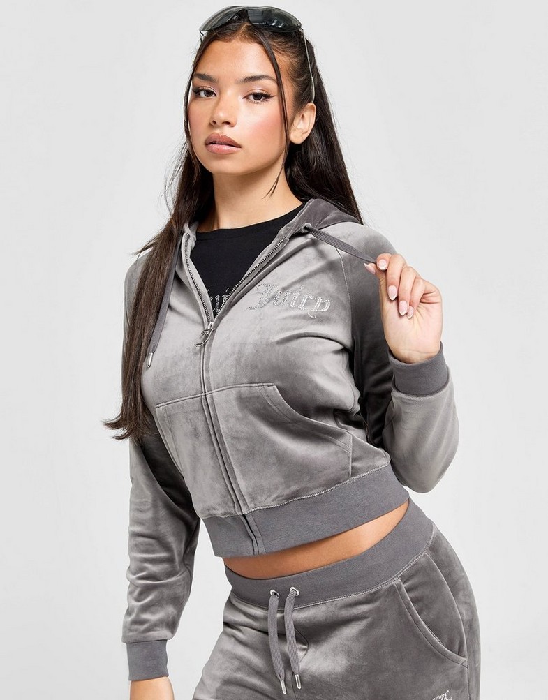 Жіночі кофти JUICY COUTURE КОФТА НА БЛИСКАВЦІ   З КАПЮШОНОМ DMNT HD JCJDW298617 Сірий