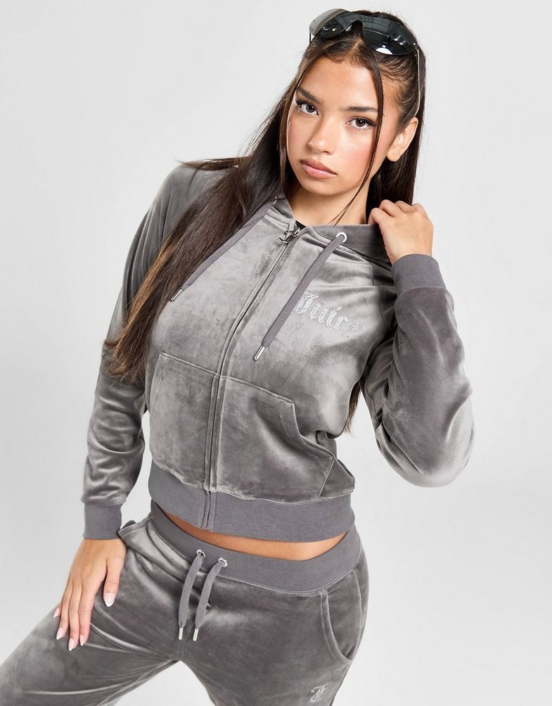 Жіночі кофти JUICY COUTURE КОФТА НА БЛИСКАВЦІ   З КАПЮШОНОМ DMNT HD JCJDW298617 Сірий