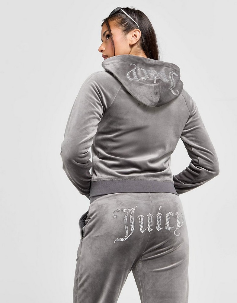Жіночі кофти JUICY COUTURE КОФТА НА БЛИСКАВЦІ   З КАПЮШОНОМ DMNT HD JCJDW298617 Сірий