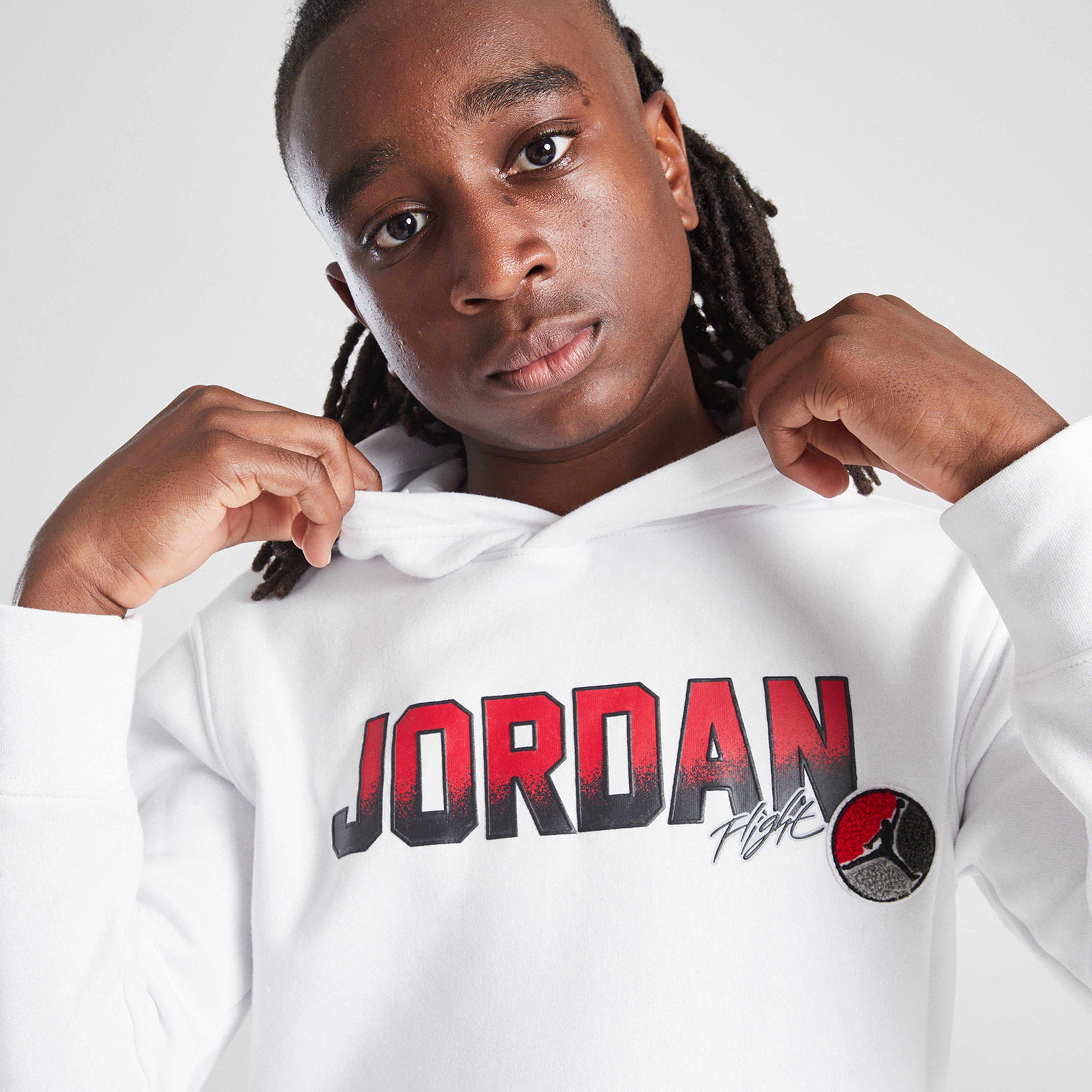 Детски суичър JORDAN СУИТЧЪР С КАЧУЛКА COLG PATCH OH WHT/RD B