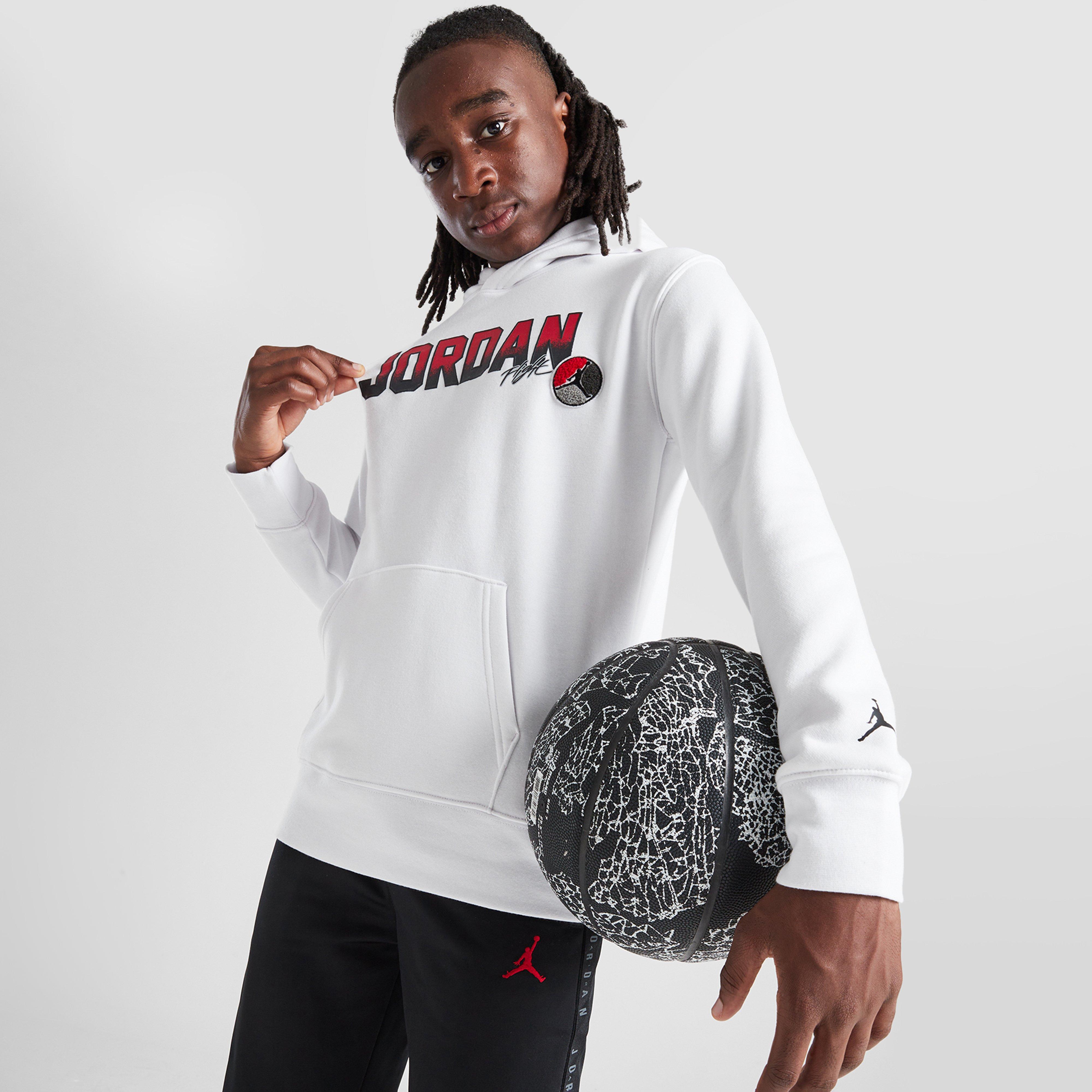 Детски суичър JORDAN СУИТЧЪР С КАЧУЛКА COLG PATCH OH WHT/RD B