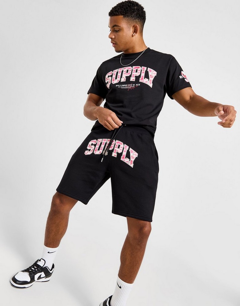 Férfi melegítőszet SUPPLY&DEMAND SZETT RING CAMO TEE SHT SET BLK SUPTM17140007 Fekete