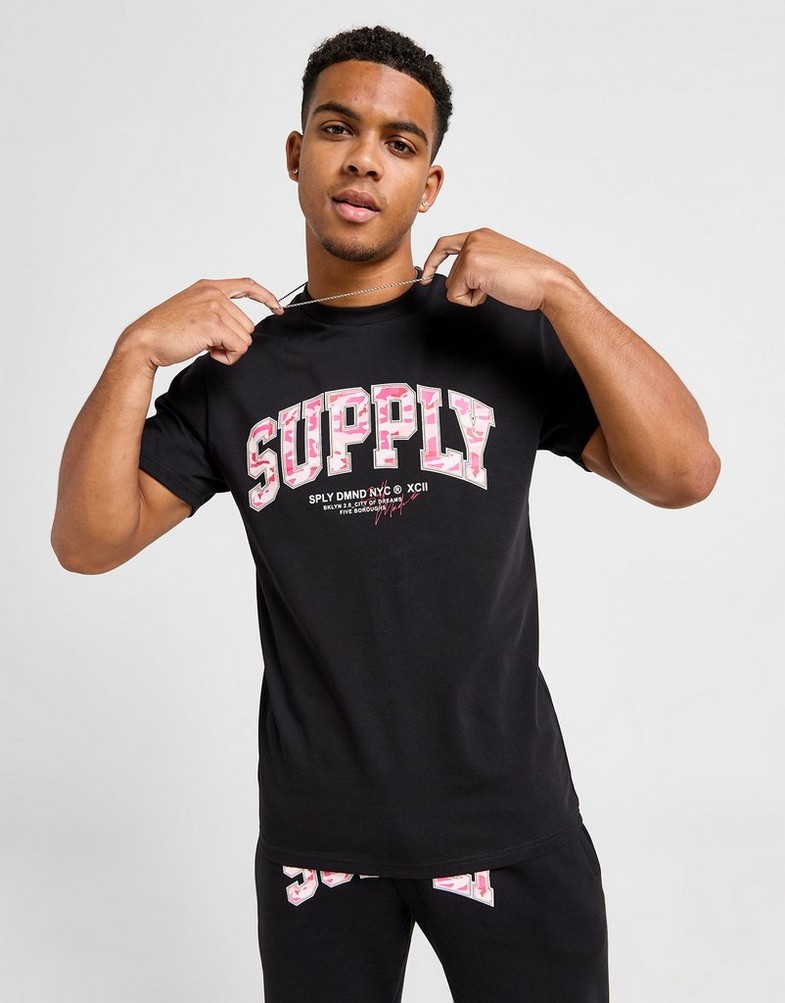 Férfi melegítőszet SUPPLY&DEMAND SZETT RING CAMO TEE SHT SET BLK SUPTM17140007 Fekete