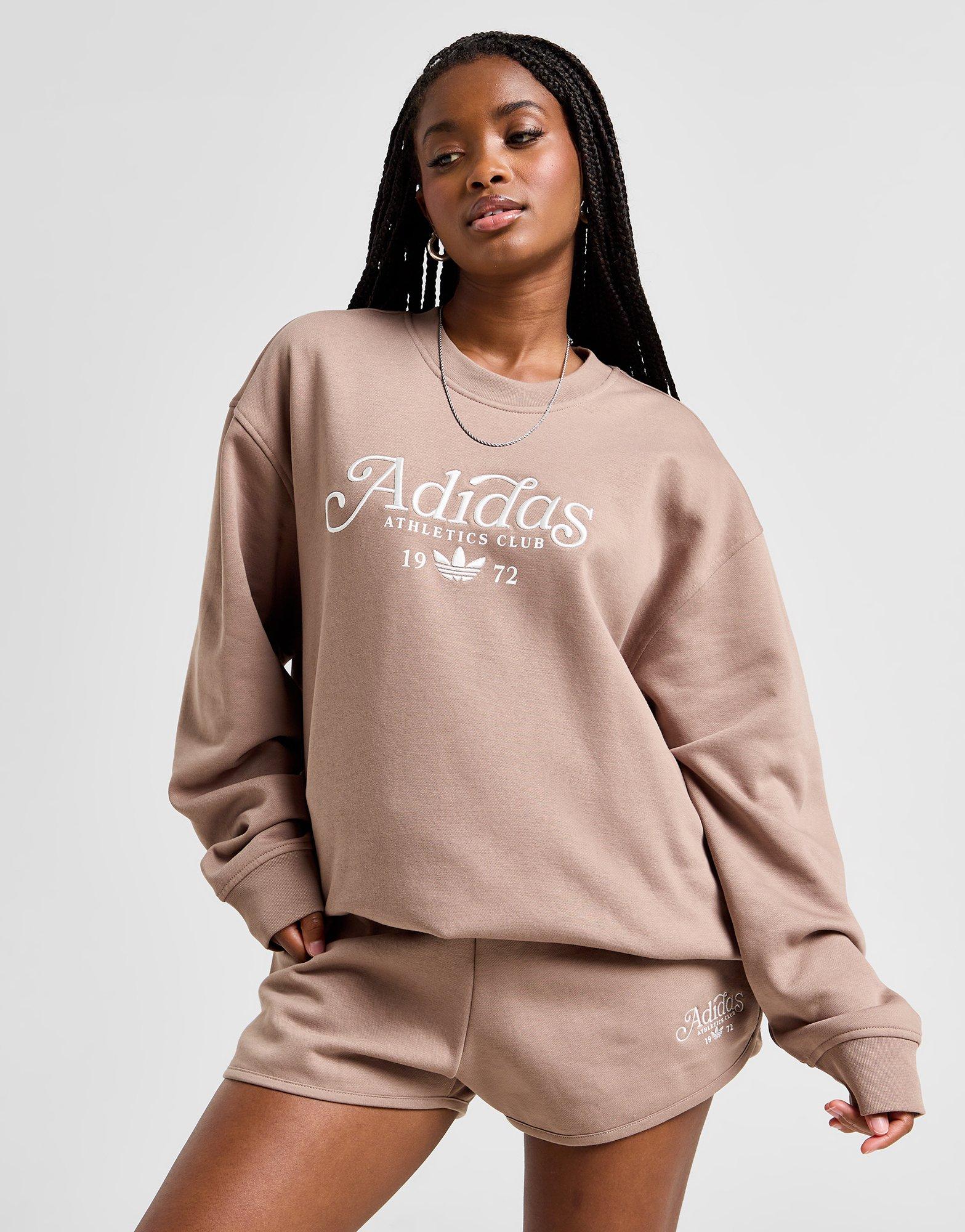 Ženski gornji dio trenirke ADIDAS VESTA SPORT CLUB CREW BRN/WH JH1240 smeđa