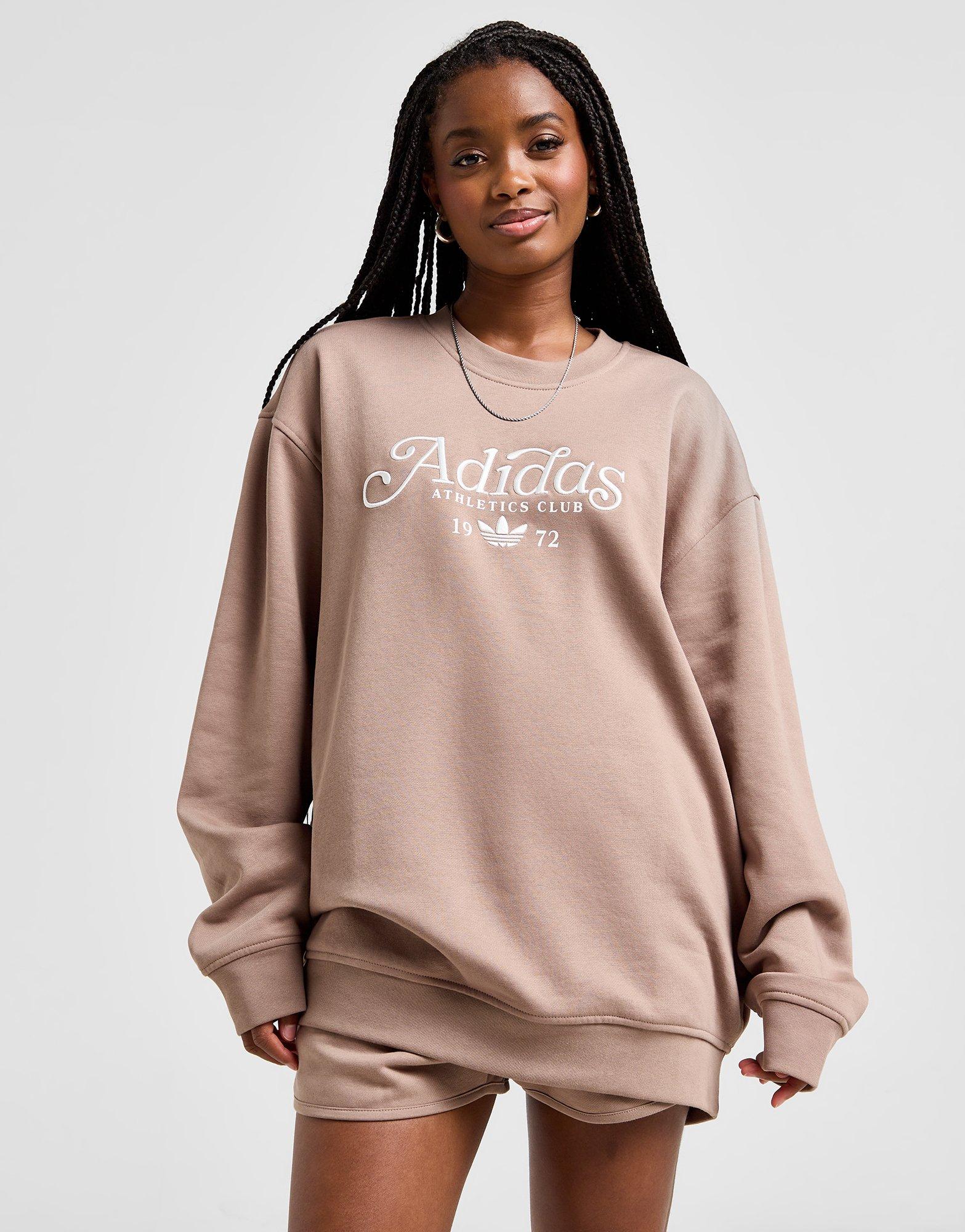 Ženski gornji dio trenirke ADIDAS VESTA SPORT CLUB CREW BRN/WH JH1240 smeđa