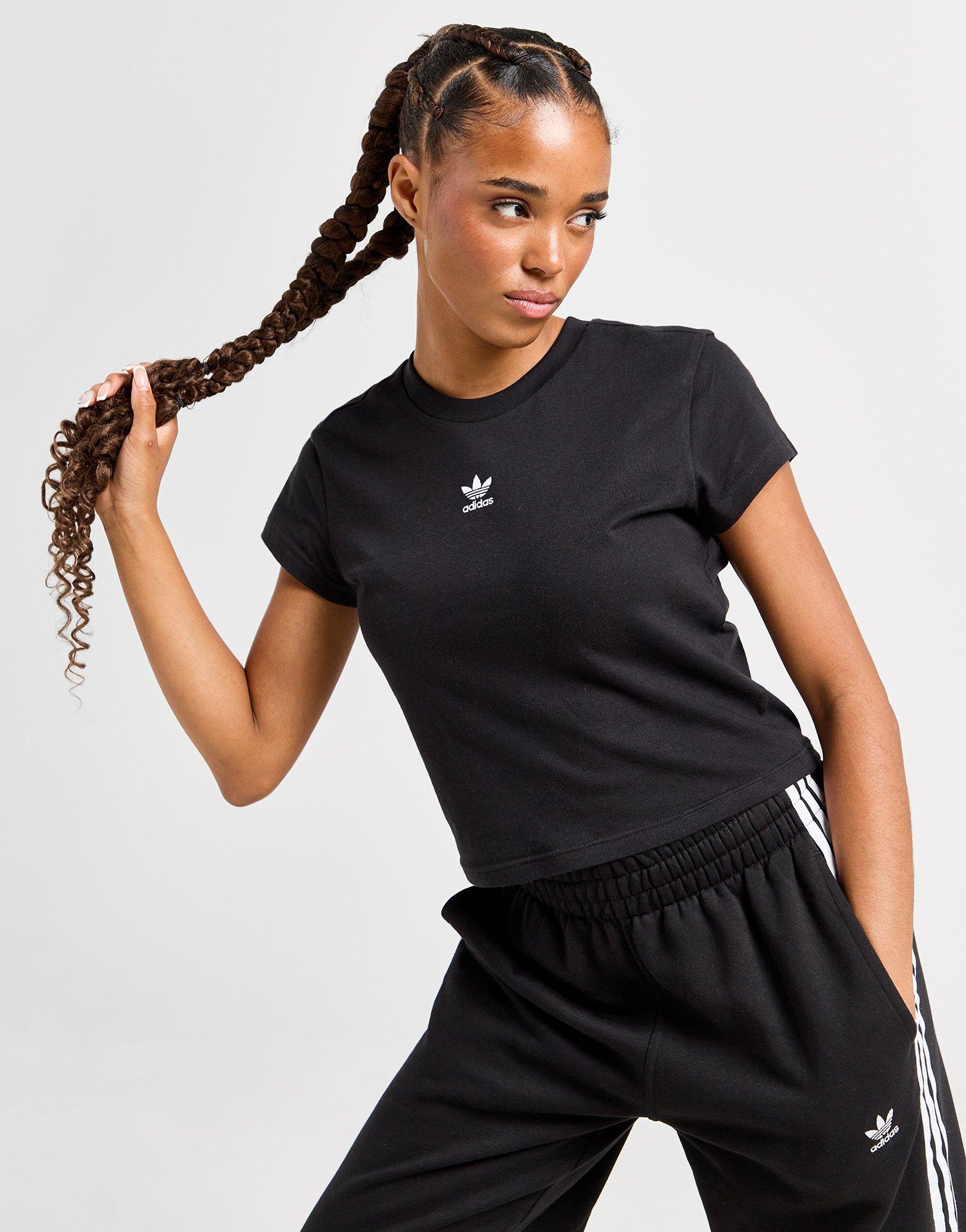 Dámské tričko ADIDAS TRIČKO TREF ESS SLIM T BLK/WH IW5707 Černá