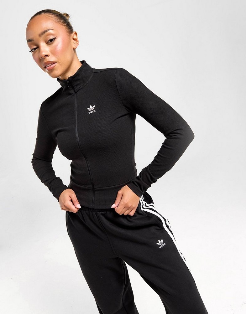 Bluza damska ADIDAS BLUZA ROZPINANA ESS RIB LS FZ BLK/WH IY9685 Czarny