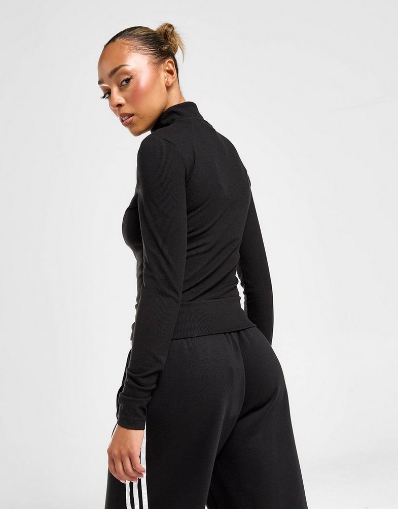 Bluza damska ADIDAS BLUZA ROZPINANA ESS RIB LS FZ BLK/WH IY9685 Czarny