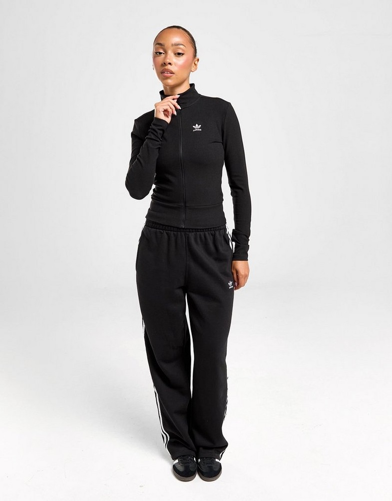 Bluza damska ADIDAS BLUZA ROZPINANA ESS RIB LS FZ BLK/WH IY9685 Czarny