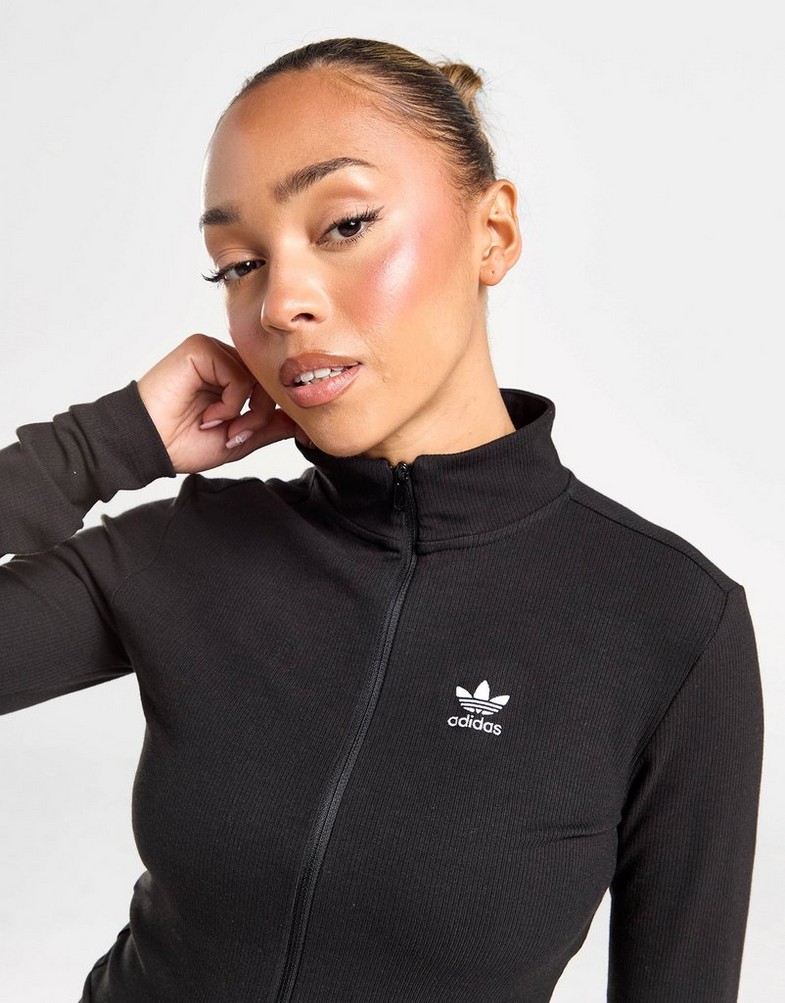 Bluza damska ADIDAS BLUZA ROZPINANA ESS RIB LS FZ BLK/WH IY9685 Czarny