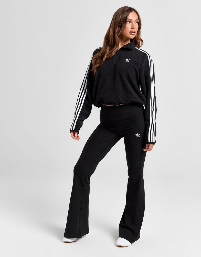 Legginsy damskie ADIDAS LEGGINGS ESS RIB FLARE BLK/WH