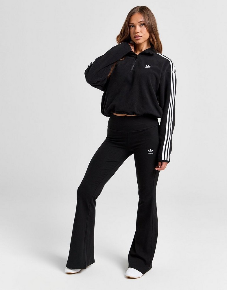 Legginsy damskie ADIDAS LEGGINGS ESS RIB FLARE BLK/WH