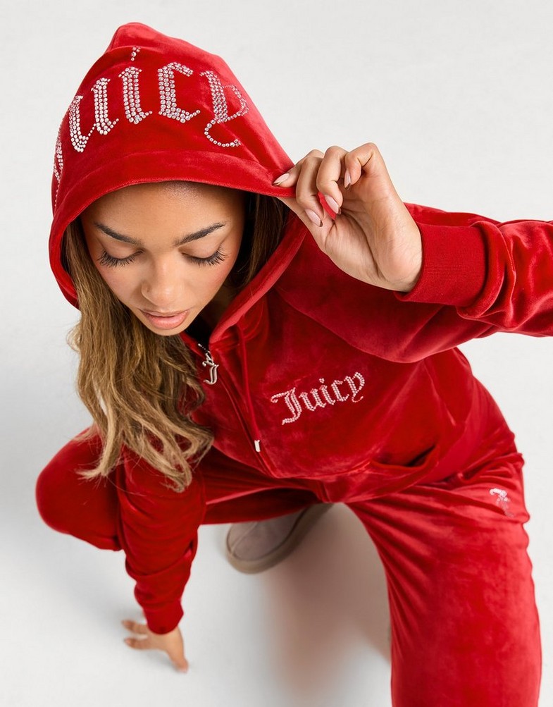 Жіночі кофти JUICY COUTURE КОФТА НА БЛИСКАВЦІ   З КАПЮШОНОМ DMNT LOGO JCJDW298700 Червоний