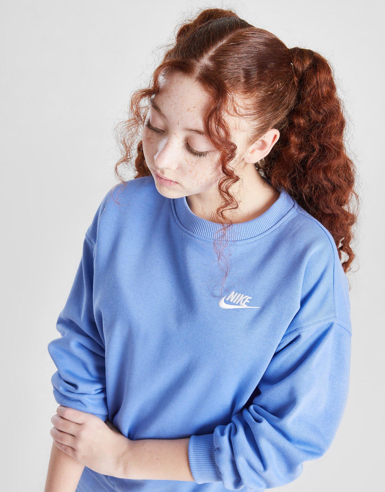 Детски суичър NIKE СУИТЧЪР G NSW CLUB FLC OVRSZD CREW LBR GIRL FD2923-494 Син