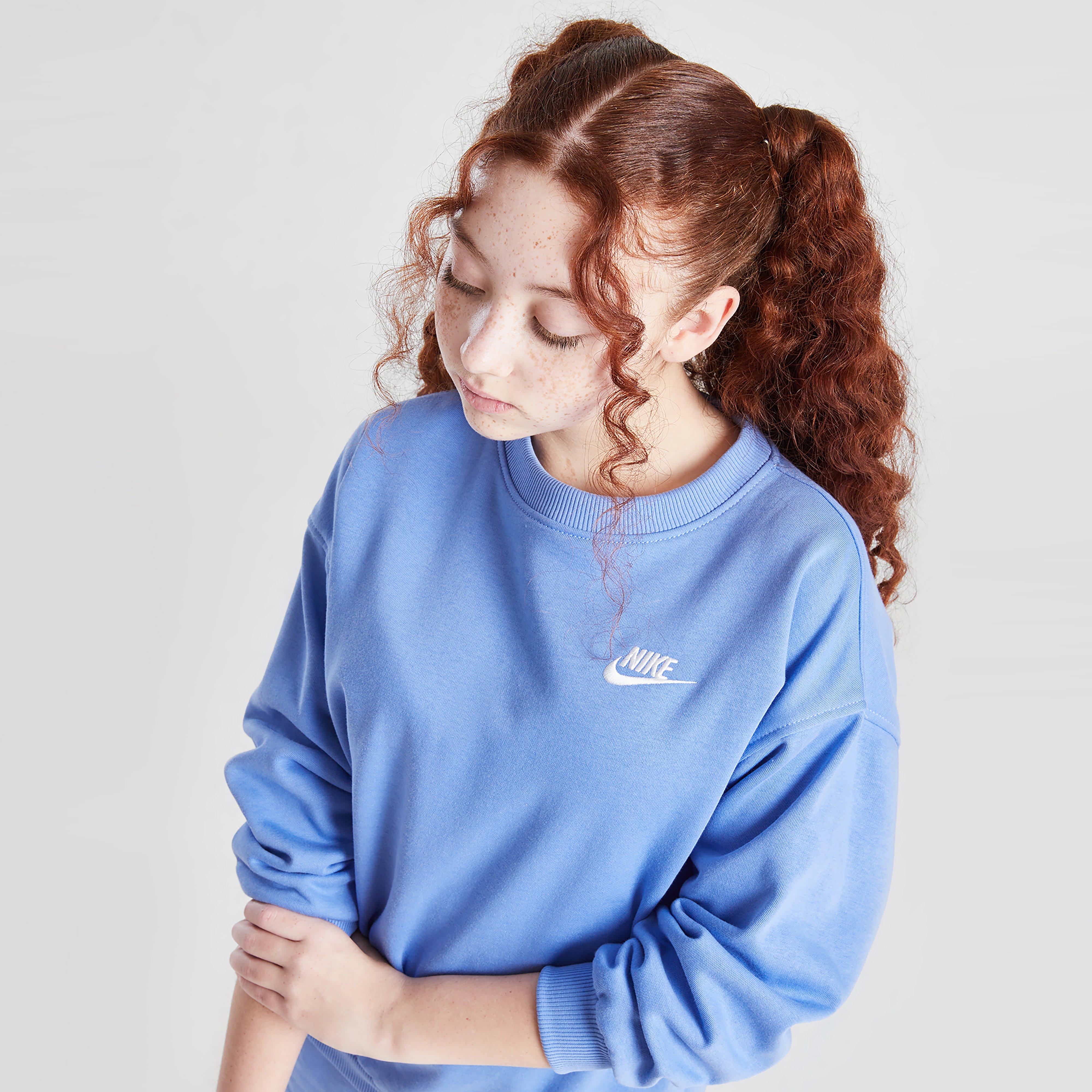 Bluză pentru copii NIKE BLUZĂ G NSW CLUB FLC OVRSZD CREW LBR GIRL