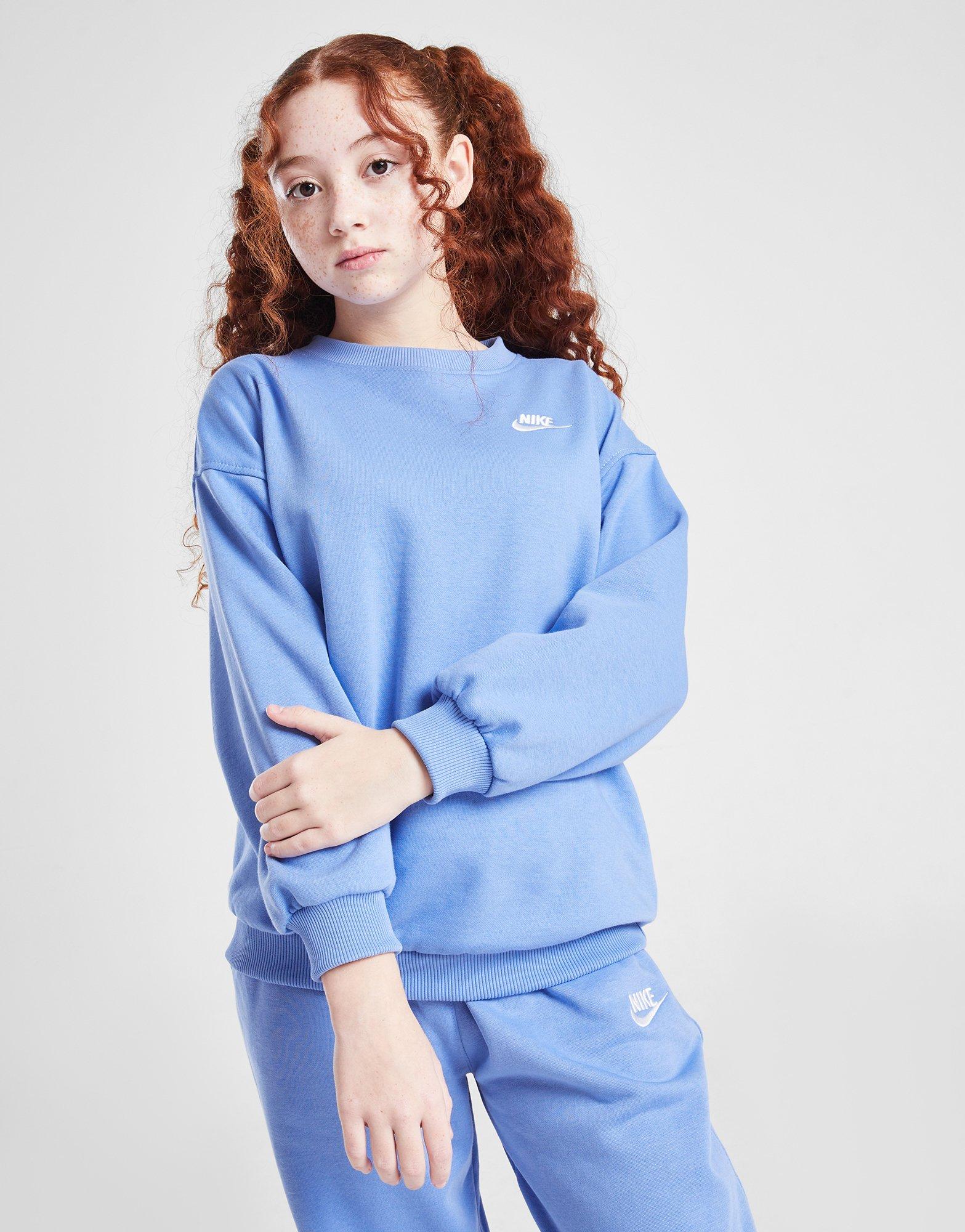 Детски суичър NIKE СУИТЧЪР G NSW CLUB FLC OVRSZD CREW LBR GIRL FD2923-494 Син