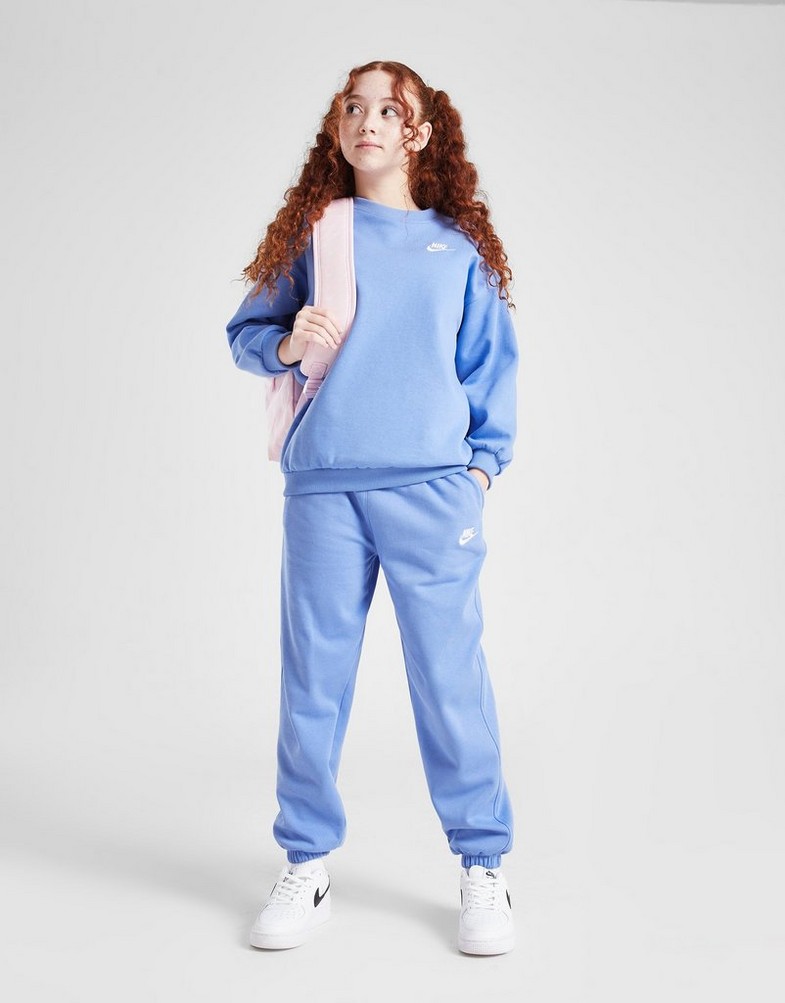Дитячі кофти NIKE КОФТА G NSW CLUB FLC OVRSZD CREW LBR GIRL FD2923-494 Блакитний