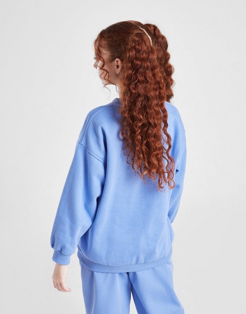 Дитячі кофти NIKE КОФТА G NSW CLUB FLC OVRSZD CREW LBR GIRL FD2923-494 Блакитний