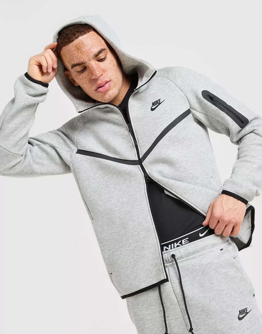 NIKE КОФТА З КАПЮШОНОМ M NK TCH FLC FZ WR HOODIE, фото 1 з 6