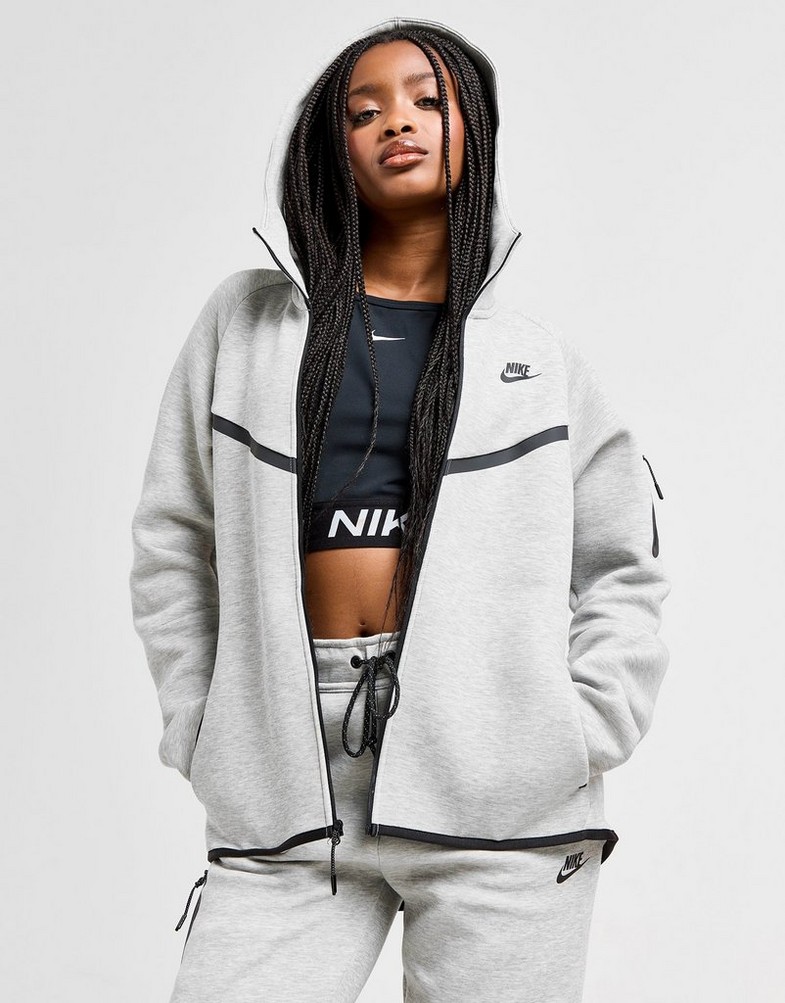 Női pulóver NIKE PULÓVER CIPZÁRAS KAPUCNIS W NSW TCH FLC WR 2 HV6747-063 Szürke