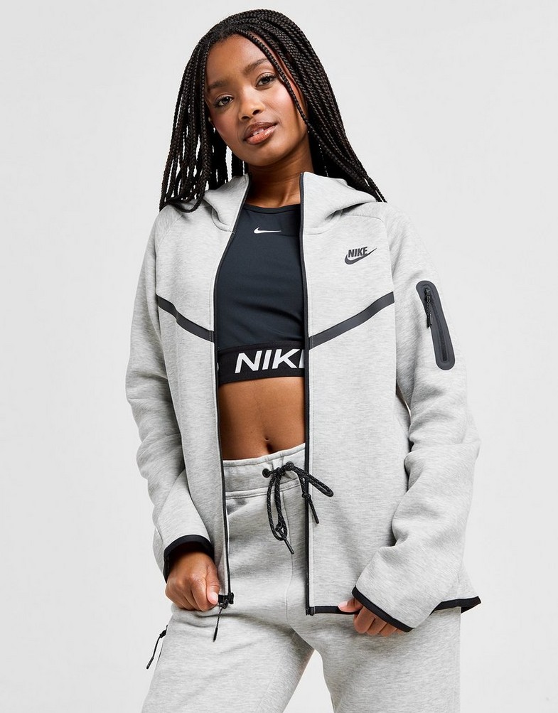 Női pulóver NIKE PULÓVER CIPZÁRAS KAPUCNIS W NSW TCH FLC WR 2 HV6747-063 Szürke