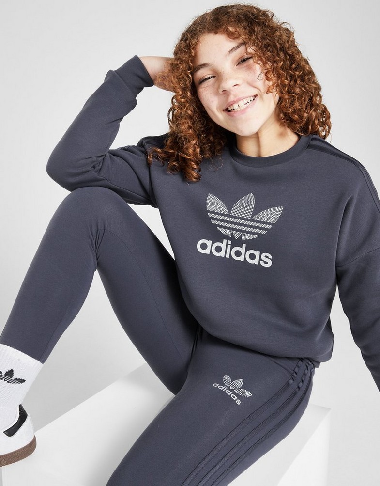 Bluză pentru copii ADIDAS BLUZĂ (G)GLTR TREF 3S CREW BLU G JD1246 Bleumarin