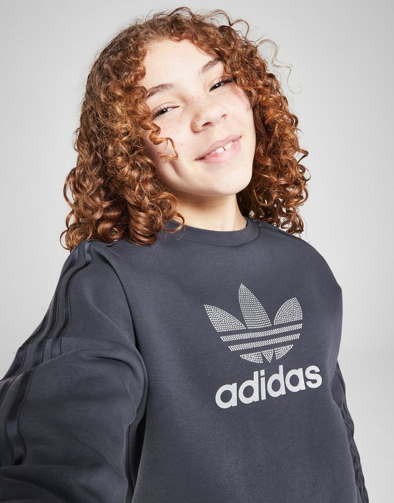 Bluză pentru copii ADIDAS BLUZĂ (G)GLTR TREF 3S CREW BLU G JD1246 Bleumarin