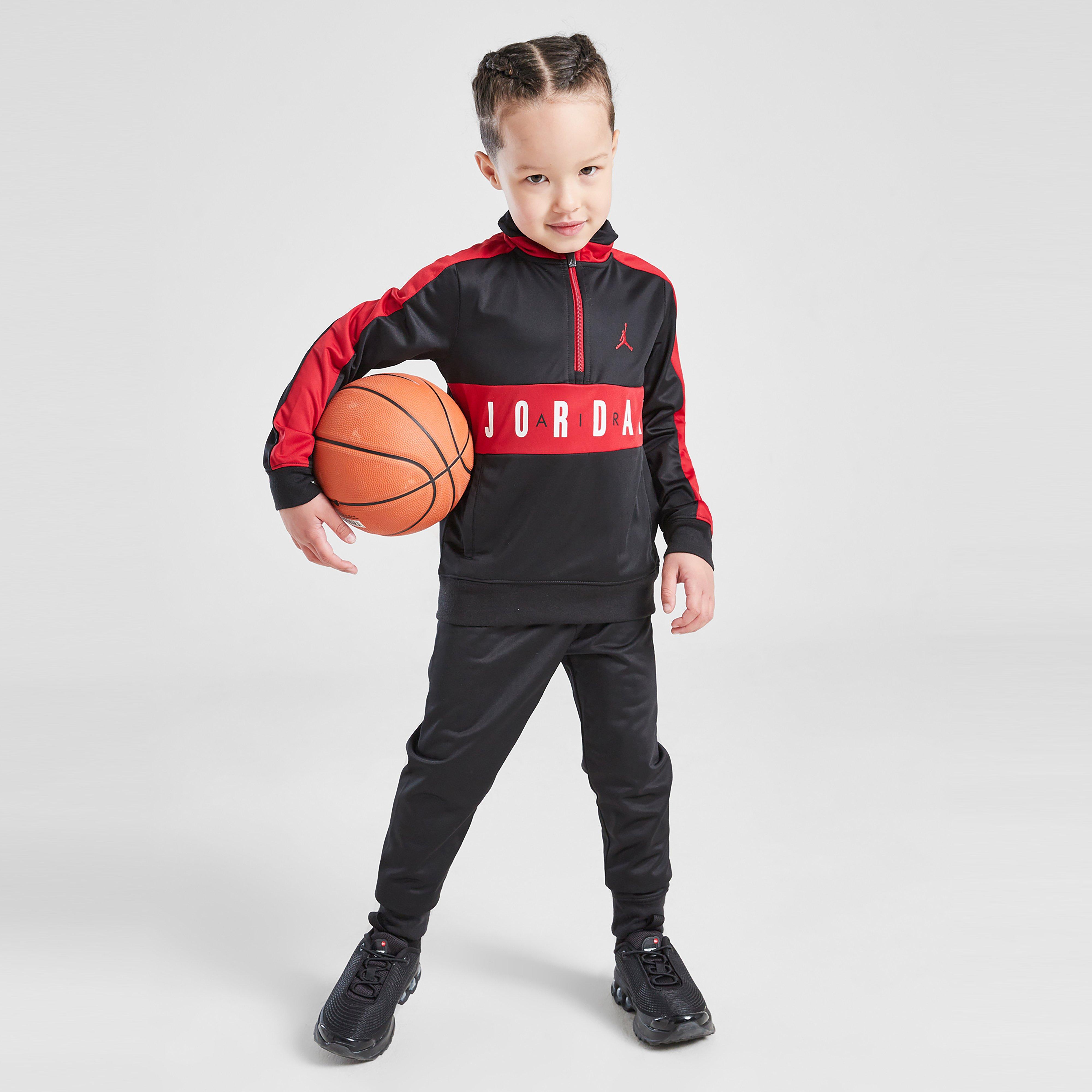 Trening pentru copii JORDAN SET POLY 1/4 ZIP ST BLK/RED B