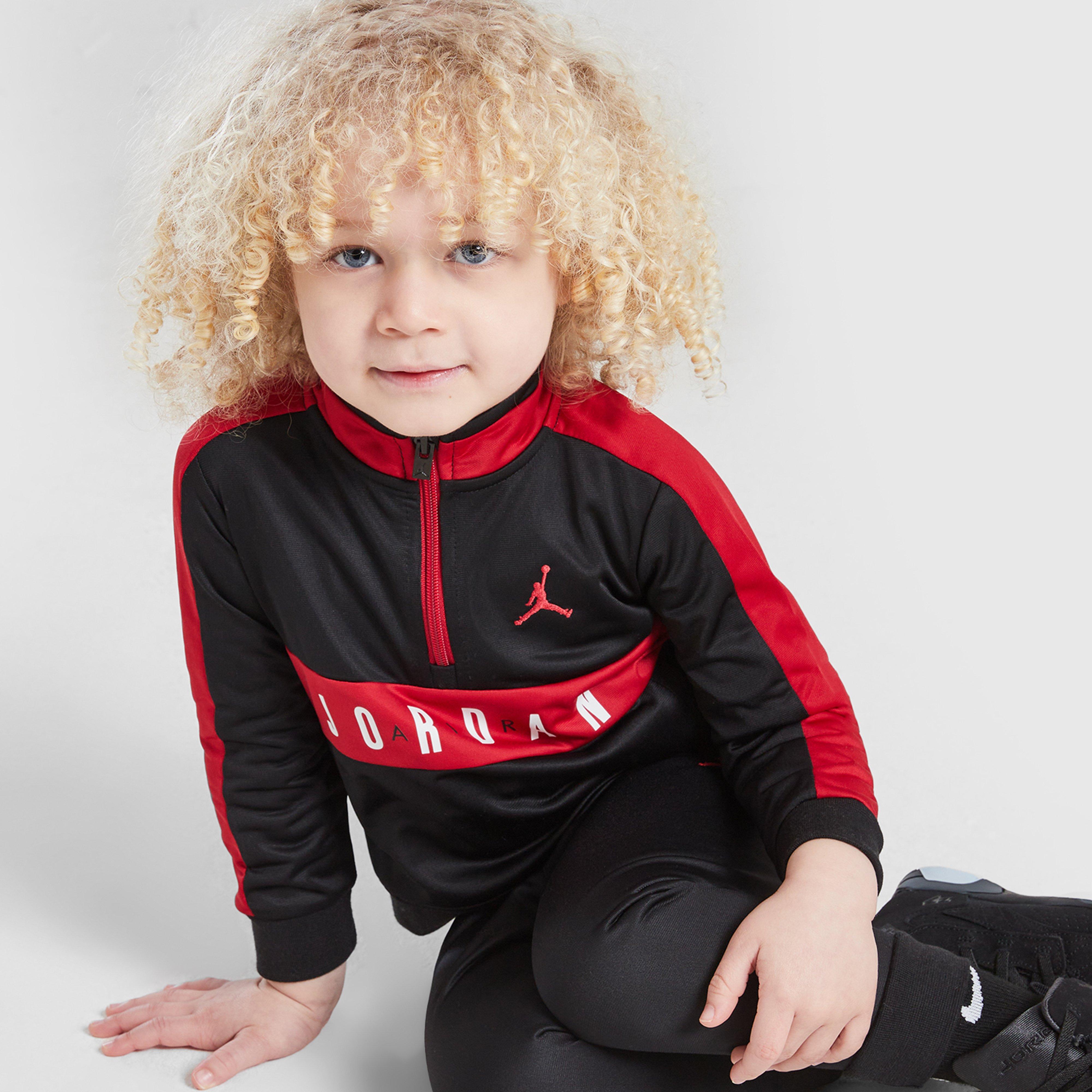 Komplet dresowy dziecięcy JORDAN KOMPLET POLY 1/4 ZIP ST BLK/RED B