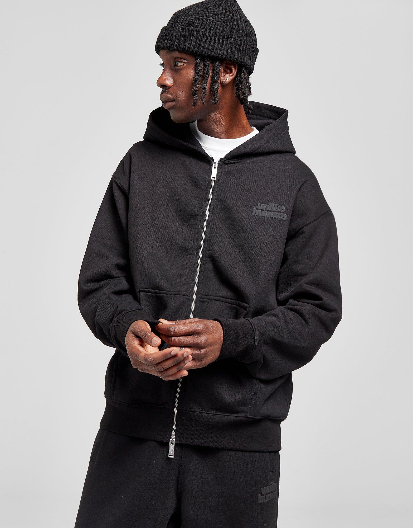 Férfi pulóverek UNLIKE HUMANS PULÓVER KAPUCNIS BUBBLE ZT BLK-BLK SWEATSHIRT ULHTM10181007 Fekete